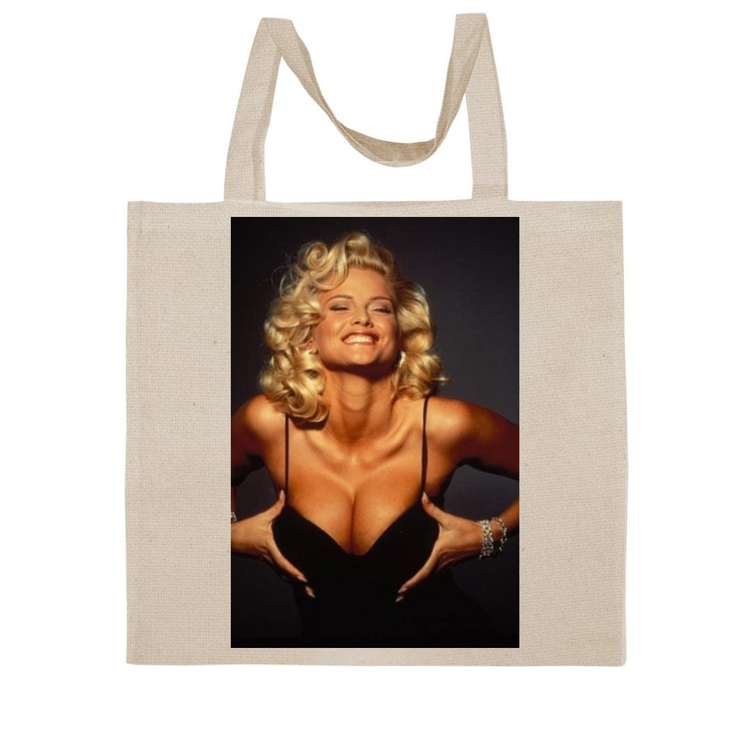 FC Carino Anna Nicole Smith - A Nice Graphic Cotton Canvas Tote Bag FCA #FCAG442789, Natural, 15X16