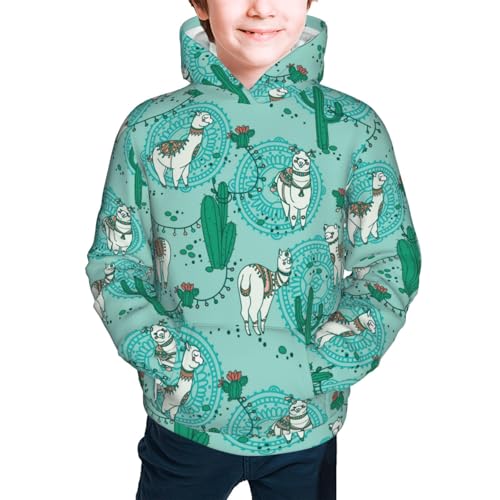 Alapaca in Boho Kids Pullover Hoodies Boys Sweatshirts Girls Athletic Clothes with Pocket2