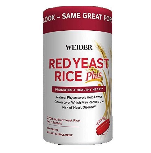 Weider Suplemento de Arroz Vermelho Fermentado com Fitoesteróis, 1.200 mg + 850 mg + 1 mg por porção, 240 comprimidos