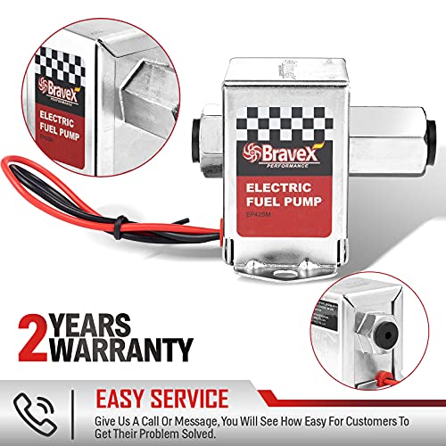 Bravex Inline Electric Fuel Pump Universal Dc 12V Low Pressure 2.5-4 Psi Petrol Diesel (Ep12S) #TOP6