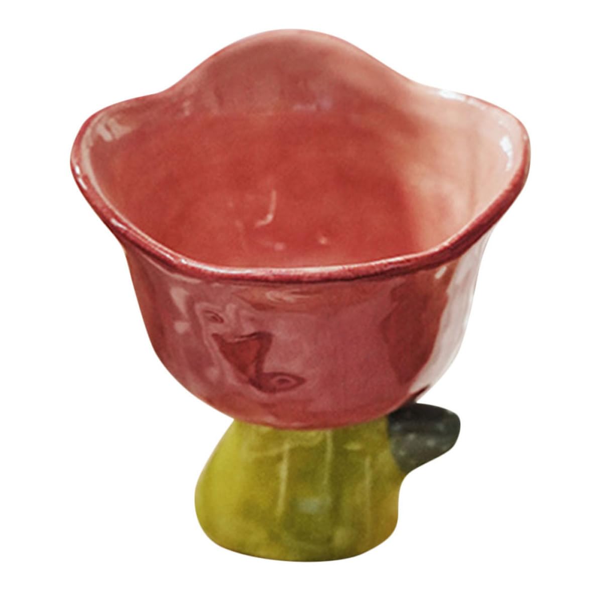 VILLCASE Taza de Helado de Cerámica, Recipiente Decorativo para Postres, Tulipán, Rojo, Diseño Simple, para Ensalada y Helado