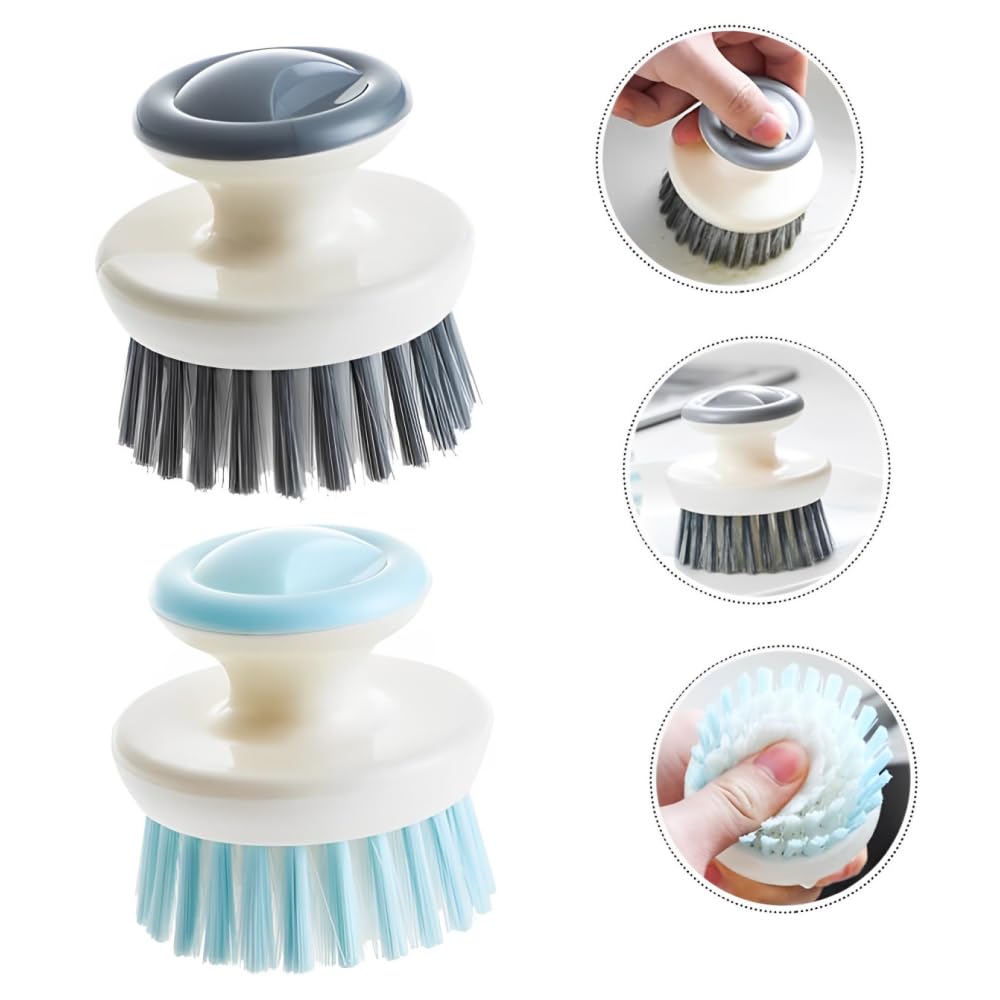 Scrub Brush with Handle | Brush for Dishwashing | Kitchen Sink Cleaning | Multiuse Handheld Scrubbing Cleaner for pots, pans and kitchen tasks | (2pc)