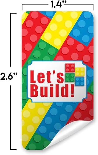 Miniatura 7 de AmandaCreation - Bloques de construcción para cumpleaños, mini barra de chocolate para niños, 45 etiquetas envolventes de 1.4 x 2.6 pulgadas,