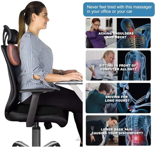 Image of Body Massager Pillow With 8 Kneading Ball, Full Body Pain Relief, Shoulder, Legs, Neck & Back Pain Relief with Shaitsu Infrared Heat Therapy, Deep Tissue Electric Massager for Car & Home- Office