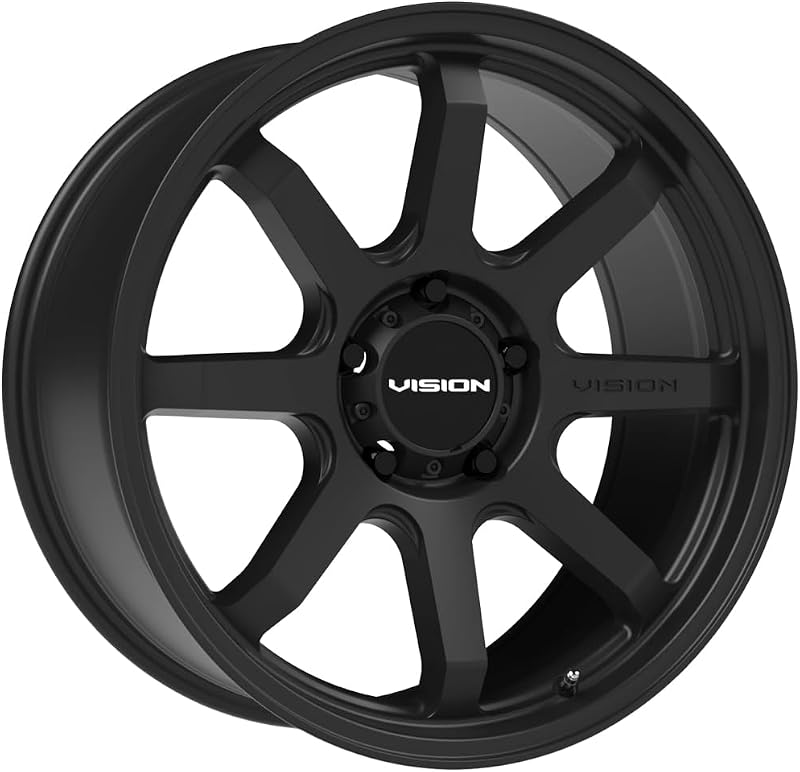 Rueda personalizada Vision 351 FLOW - 16x8, desplazamiento 0, patrón de pernos 5x127, cubo de 78,1 mm - Borde negro satinado