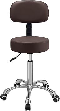 Kaleurrier Rolling Stools with Back Rest Adjustable Seat Height 21-29 inch | Solve Low Efficiency & Lower Back Pain Issues - Ergonomic Back Support - 350 lb Weight Capacity - for Kitchen Garage Shop