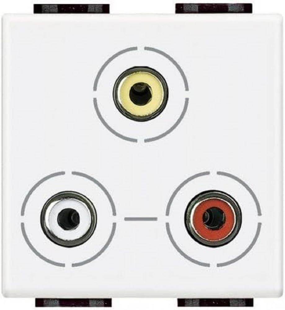 Connecteur 3xRCA Livinglight Blanc BTicino N4283 pour prise murale
