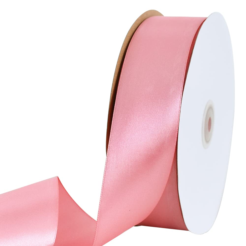 TONIFUL 1-1/2 Inch (40mm) x 100 Yards Rose Gold Wide Satin Ribbon Solid Fabric Ribbon for Gift Wrapping Chair Sash Valentine's Day Wedding Birthday Party Decoration Hair Floral Craft Sewing — image 1