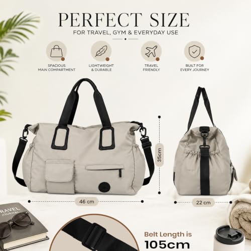 Image of Storite Travel Duffel Bag, Khaki, 42x15x35 cm