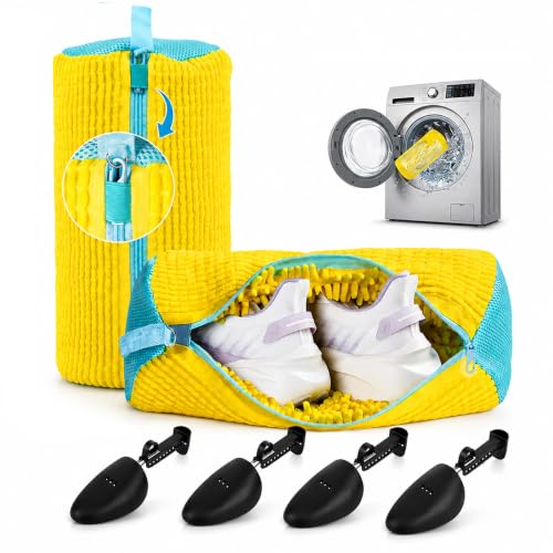 (2-Pack) Shoe Washing Machine Bag with 4 Shoe Trees, Sneaker