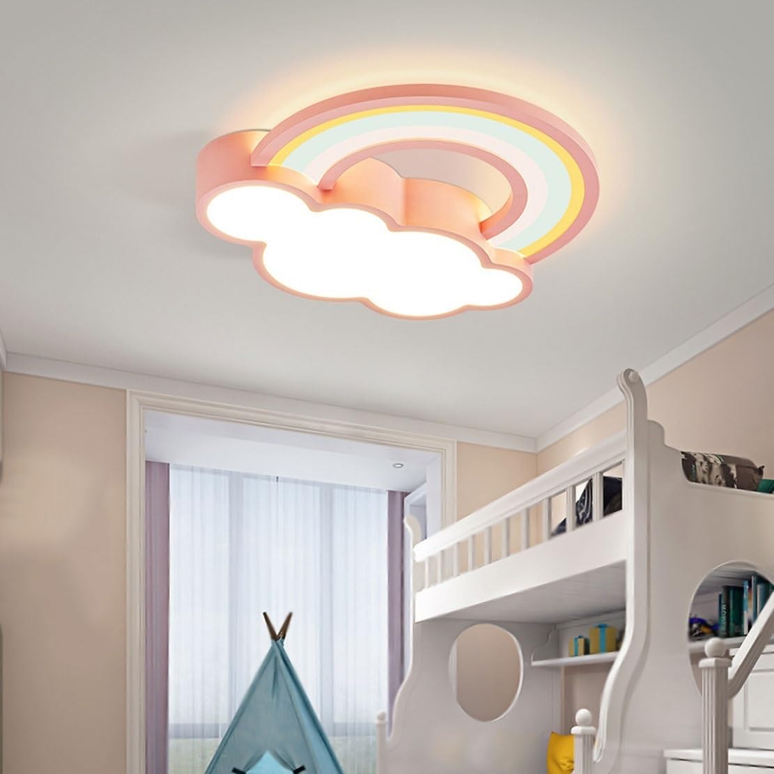 Nowoczesna lampa sufitowa LED z metalu, aluminium i akrylu, do pokoju dziecięcego lub dziewczynki, zabawne oświetlenie, średnica 50 cm.