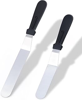 Glasurspatel, Tortenspachtel, Kuchenspatel 2 Stück, Winkelpalette 15 cm & 20 cm, Spachtel aus Edelstahl, Spachtel zum Dekorieren von Kuchen, Gebäck und Backen-Torten Zubehör