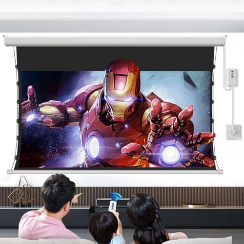 GJBMXSM 72 Projector Screen Motorized 16:9/4:3 HD Electric Rising Projector Screen Pull Down with Remote, Automatic Projection Screens Retractable Wall Mount Ceiling Movie Screens 72inch(4:3)
