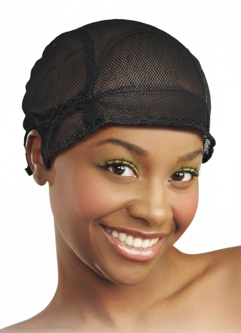 DONNA Deluxe Multi-Use Weaving Cap for Sew-In Weaves – Flexible Net Design with Adjustable Strap, Secure Fit Mesh Cap for Wig Making & Hair Extensions – Black