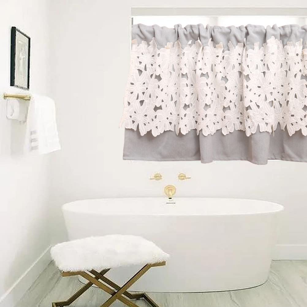 Rideaux de cuisine, rideaux d'ombrage, cantonnière de cuisine à motif rayé en mélange de coton à isolation thermique et occultant for fenêtre de campagne avec poche for petite fenêtre, salle de bain,