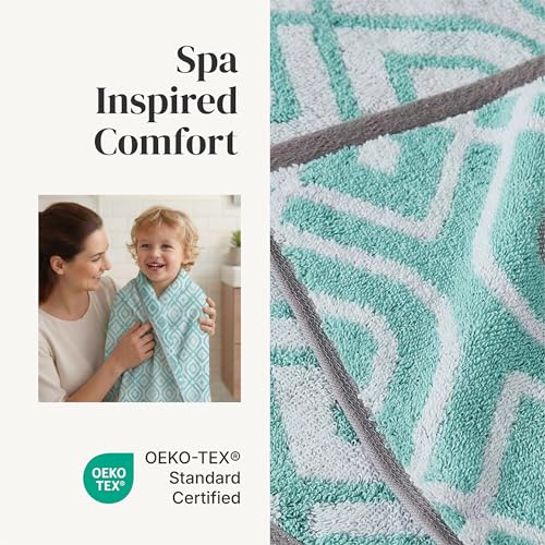 Image of Modern Threads 6 Piece Bath Towel Set - Bathroom Set with 2 Bath Towels, 2 Hand Towels, and 2 Wash Cloths - 100% Cotton, Super Absorbent & Extra Soft - Reversible Classic Diamond (Aqua)