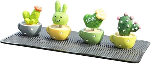 Wakauto Juego de decoración de tablero de instrumentos de automóvil, mini figuritas de resina en maceta, estatua con paspartú, adorno para tablero