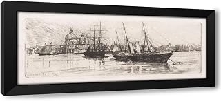 ArtDirect Two Boats, Venice (1880) Custom Framed Art Print Giclee Print or Canvas Options with Various Sizes and Customization by Otto Henry Bacher