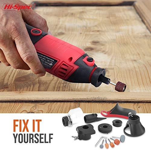 Hi-Spec 134pc 160W Corded Power Rotary Tool Kit Set with Dremel Compatible Bit Accessories. Drill, Cut, Trim, Grind, Engrave and Sand in DIY Repairs, Hobbies & Craft Projects - Thumbnail 6