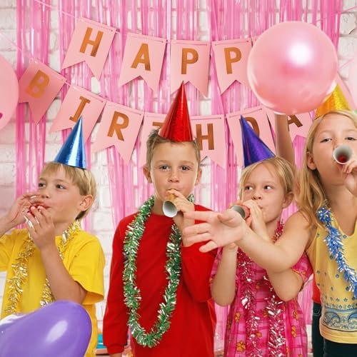 Image of 20 Pack Backdrop Party Decorations Pink Tinsel Curtain Party Backdrop Foil Fringe Birthday Decorations Photo Booth Streamer Backdrop Pink Theme Bachelorette Graduation Party Decorations