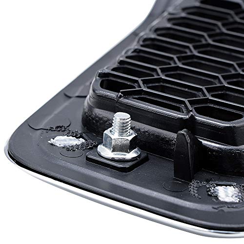Image of Full Set Black Honeycomb Mesh Grille Insert + Chrome Cover Trim Ring Compatible with 2014-2018 Jeep Cherokee