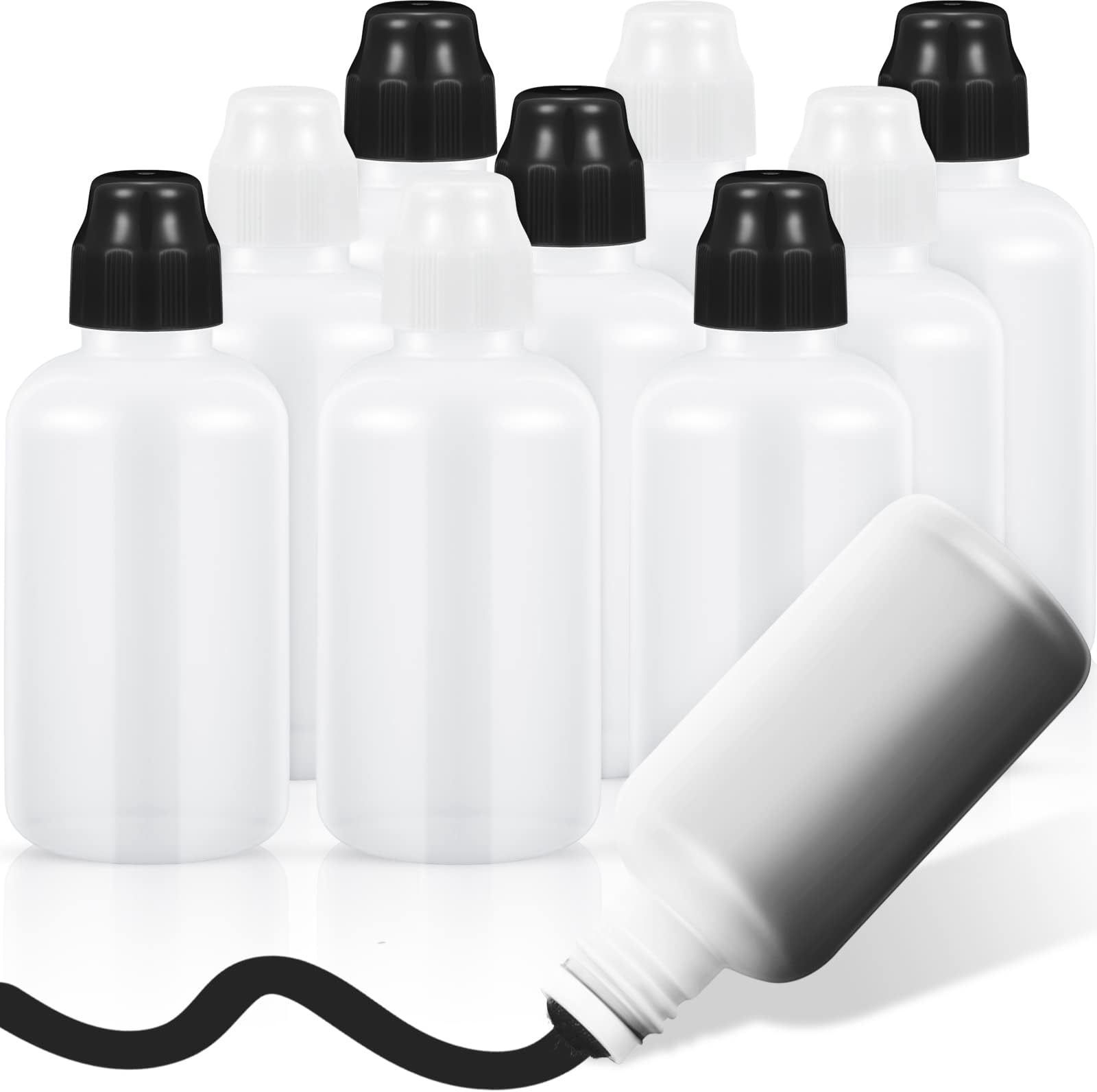 Tessco for you 4 Set 2 Ounce Empty Bingo Daubers Paint Squeeze Bottles for Paint Mop Dauber Bottle Refillable White Black Sponge Tip for Wooden Plastic Board Cloth Marker Pen