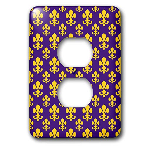 Plaque de prise fleur de lis 3dRose pour décorer un salon ou un bureau aux couleurs LSU