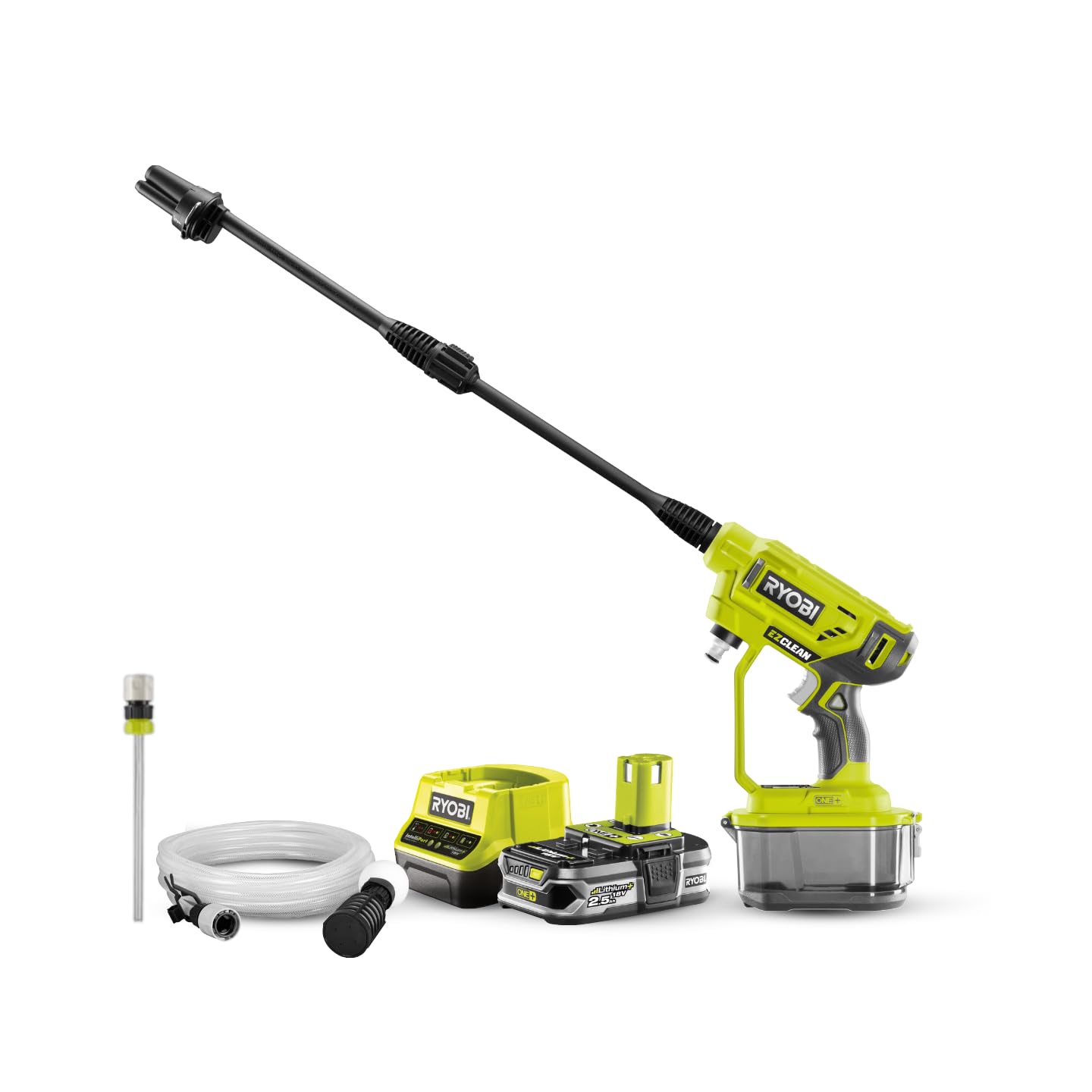 Ryobi Idropulitrice Portatile a Batteria 18V ONE+ con Batteria 2,5Ah e Caricatore, 22 bar, Autoadescante, Ugello Multigetto, Alloggiamento Batteria Impermeabile, RY18PW22A-125