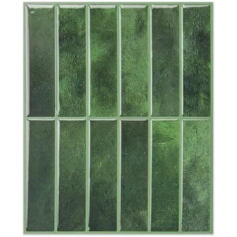 LONGKING 10-Sheet Green Peel and Stick Backsplash for Kitchen Wall, Kitchen Backsplash Tiles, Wall Tiles, 11.4" x 9" Cover