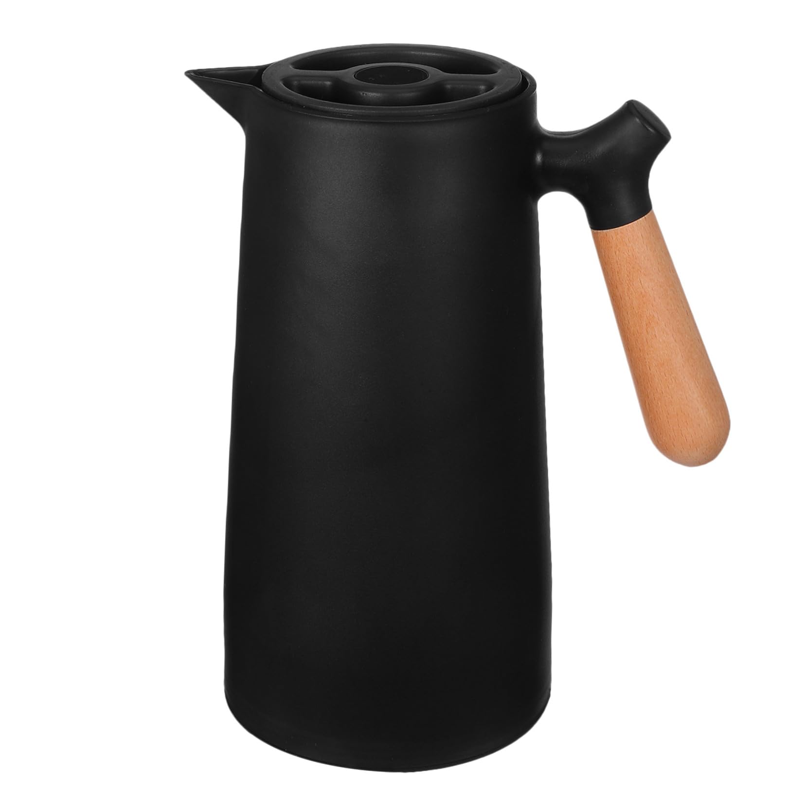 Bouteille Isotherme 1l Poignée en Bois pour Maison et Bureau, Bouilloire à Eau Chaude Élégante Coque Plastique et Doublure en Verre, Maintien Température
