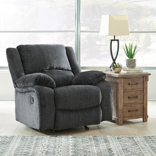 Signature Design by Ashley Draycoll Plush Manual Pull-Tab Rocker Recliner, Dark Gray - Image 3
