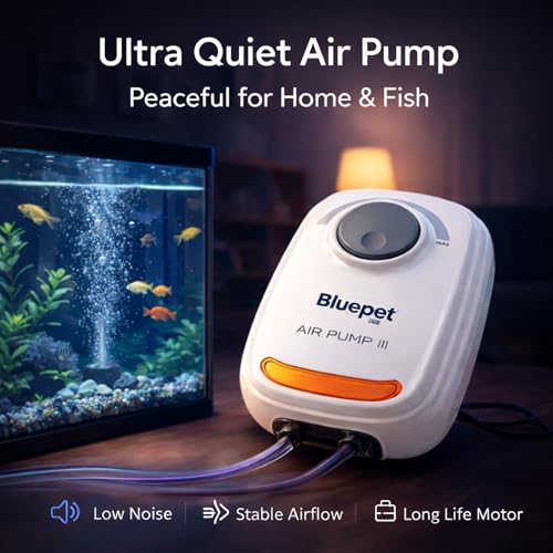 Image of BL-199SA Aquarium Air Pump Dual Outlet with Adjustable Flow Control, 3W Powerful Oxygen Aerator (2x3.4L /Min) Silent Fish Tank Air Pump with Free 3M Air Tube & 2 Airstones for All Aquariums