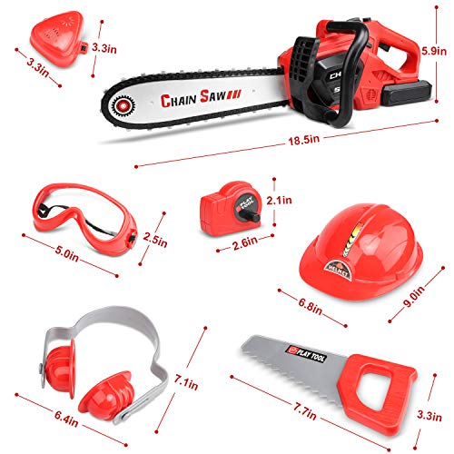 STEAM Life Kids Tool Set Electric Toy Chainsaw Costume - Kids Construction Toys Tools Costume Includes Kid's Hard Hat, Goggles, Battery Powered Chain Saw - Pretend Play Toy Tools for Boys and Girls