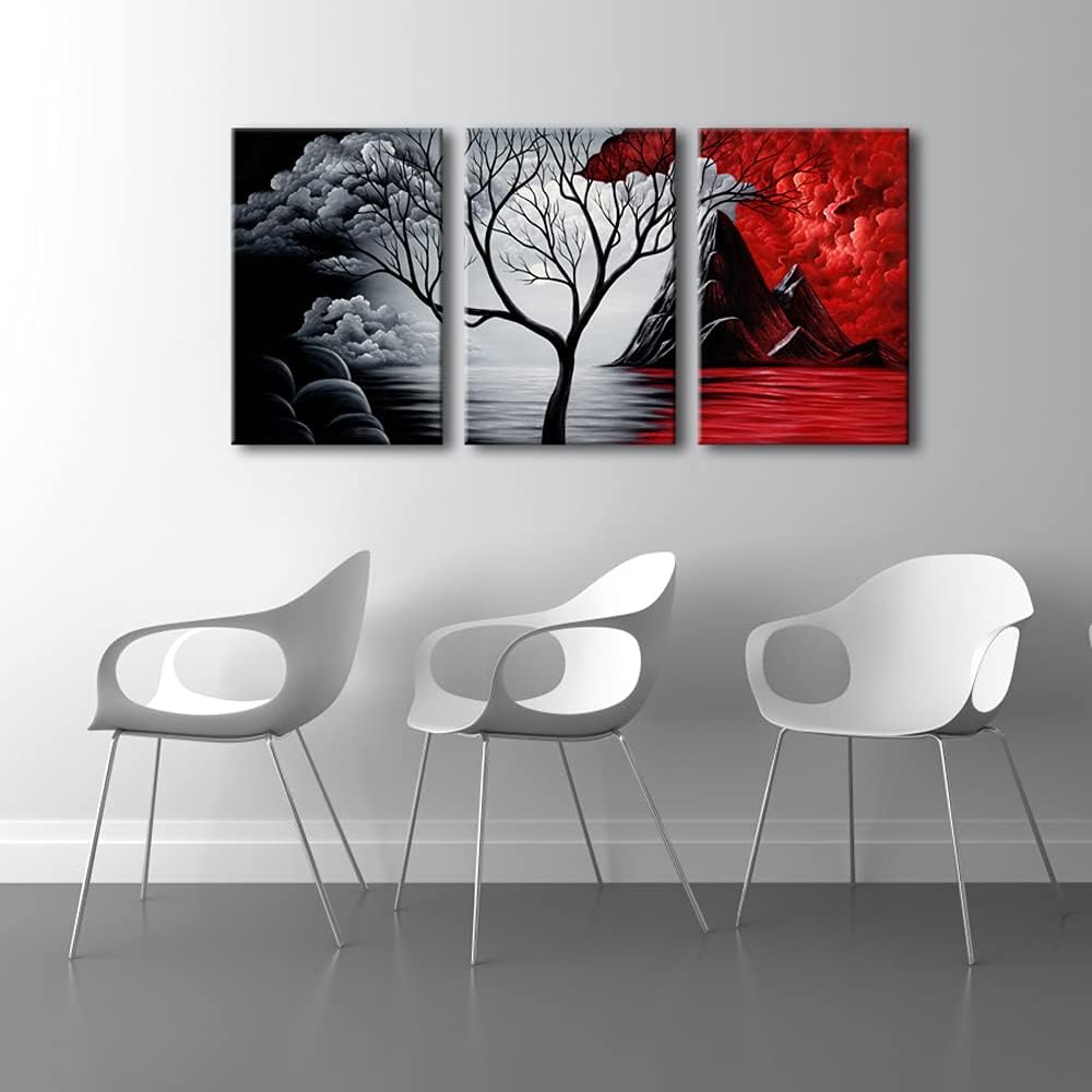 EGJEPWFH Lake Landscape Nature Abstract- Living Room Nature Botanical Painting Posters Modern Minimalist Canvas Artwork Decor(60x90cmx3/NO frame)