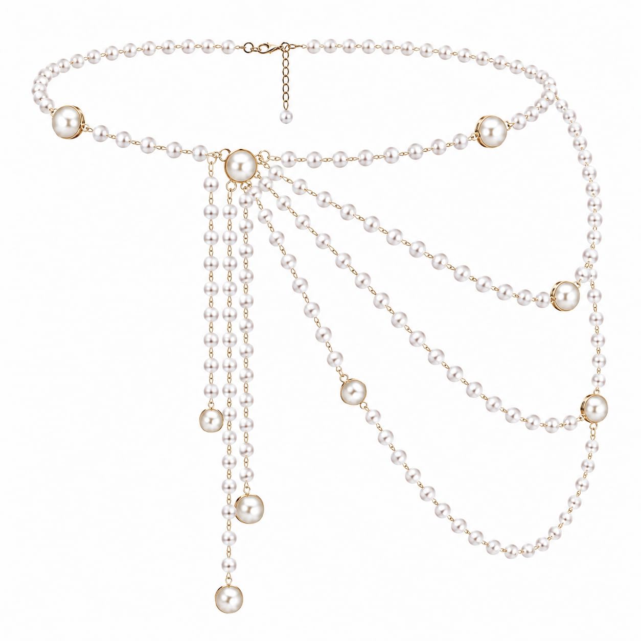Layered Pearl Waist Chain White Body Chains Fashion Rave Body Accessories for Women-image-22