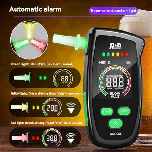 Testeur d'alcool numérique de haute précision avec écran LCD rétroéclairé bleu