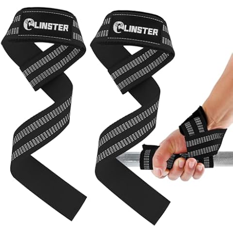 LINSTER Lifting Straps Strength Training, 61 cm Length Professional Fitness Lifting Straps with Non-Slip Latex Strips Cover