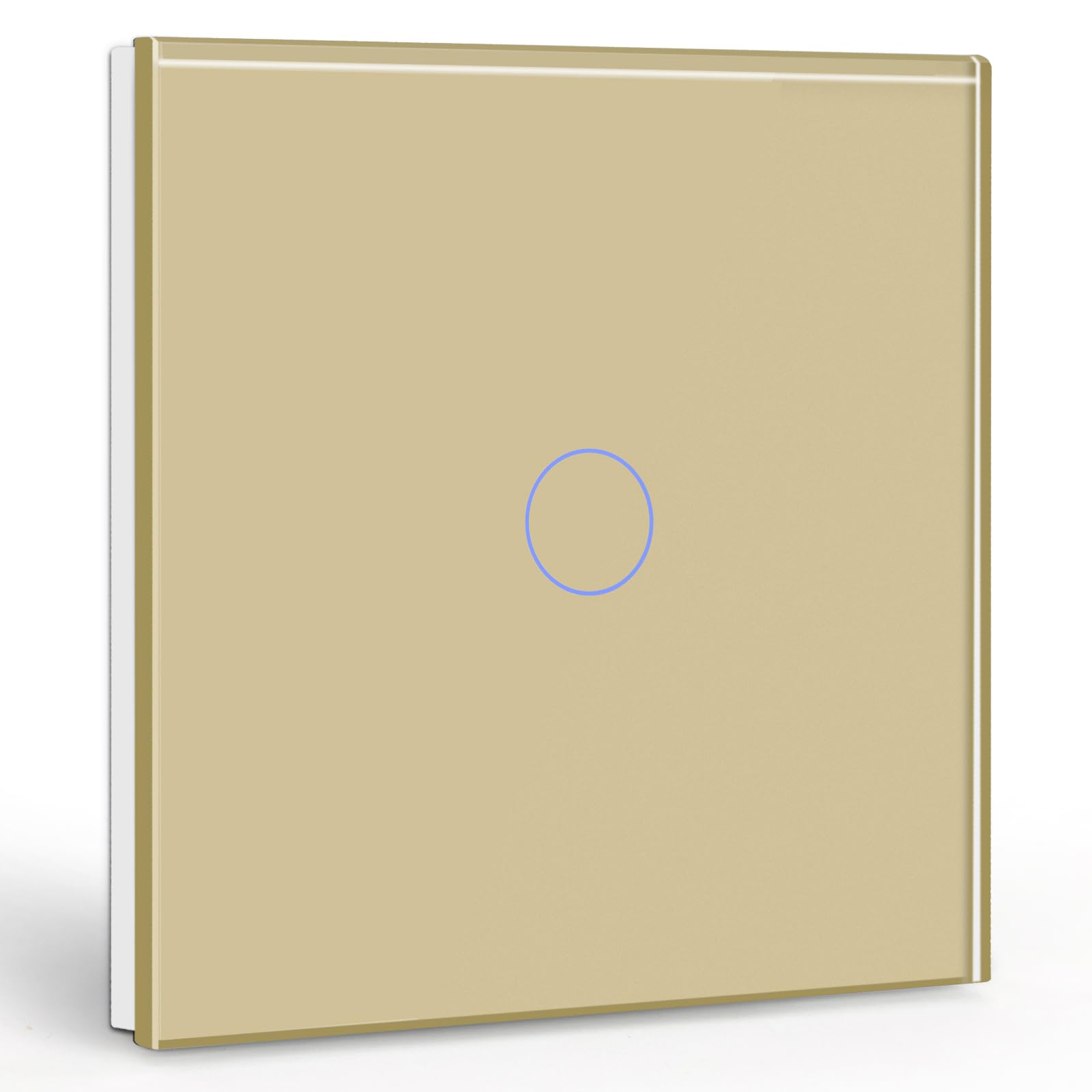 BSEED Interrupteur Tactile 1 Gang 1 Voie Or,Commutateur de Lumière avec LED Affichage Light,Interrupteur Tactile avec Capteur Tactile Panneau Verre Cristal-Pas de fil Neutre