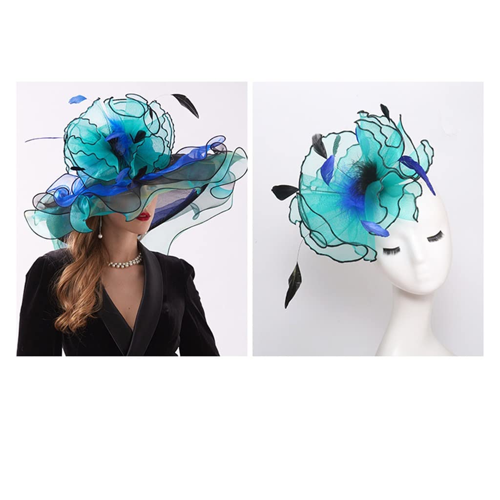Cappello in Organza Regolabile da Donna, Cappello da Cornice per Esterni Primaverili ed Estivi, Cappello per Adulti Ricamato