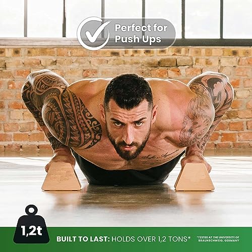 Image of Wooden Push Up Bars for Home Workout, Non-Slip Parallettes Push Up Stand for Strength Training, Calisthenics.