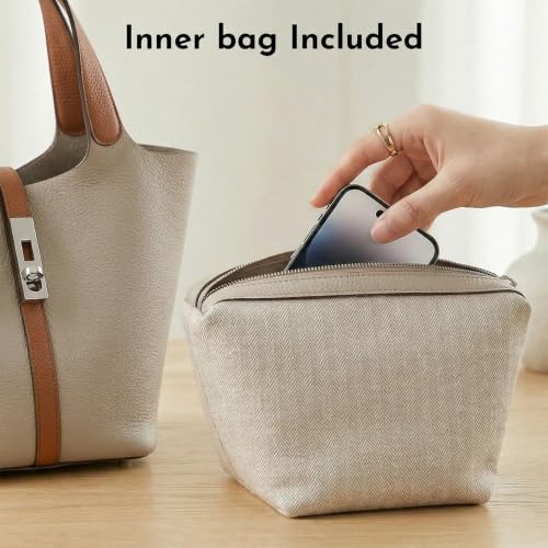 Image of Tote Bag for Women Vegan Leather Bucket Purse for Women Top Handle Handbag Shoulder Bag with Detachable Small Purse
