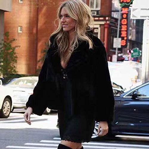 Leeofty Moda feminina inverno cor sólida casaco fofo entalhado colar manga comprida botão oculto gro