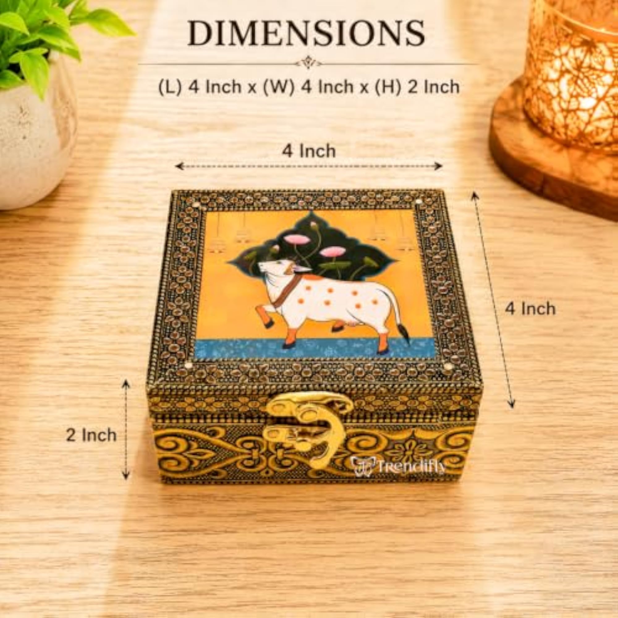 Pichwai Design Wooden Oxidised Jewelry Storage Box