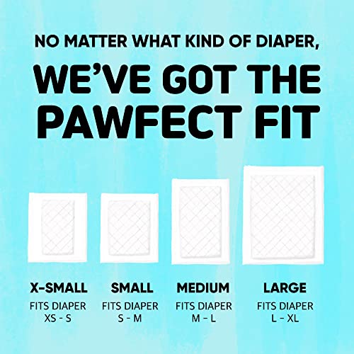 PAWPANG Disposable Dog Diaper Liners Booster Pads for Male & Female Dogs, 100ct, 4 Sizes Variations, Doggie Diaper Inserts fit Most Types of Dog Diapers - Pet Belly Bands & Male Wraps