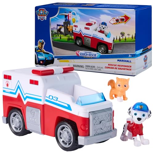 Paw Patrol: Search & Rescue, Marshall Rescue Responder Vehicle with 2 Figures, Toy Truck with Pull-Back Action, Kids Toys for Boys & Girls Ages 3+