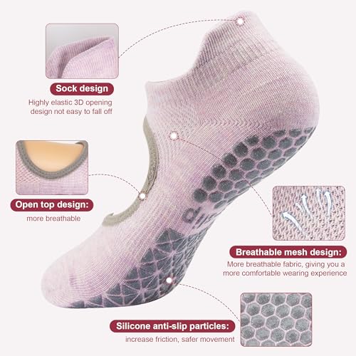 ZenBeya Non Slip Pilates Socks, Open Top Grip Yoga Socks for Women, Round Toe Yoga Slippers for Women - Image 3