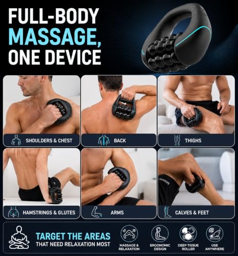 Image of Electric Rolling Massager, Deep Tissue Muscle Roller, Rechargeable Cordless Percussion Massager with 5 Speed Levels, Large Area Full Body Massage Roller for Legs, Thighs, Calves, Back, Arms & Workout Recovery (S SIZE ROLLER MASSAER)