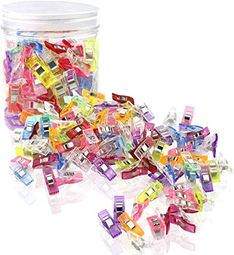 Multipurpose Sewing Clips, Premium Quilting Clips and Sewing Fabric Clips Assorted Colors Fabric Clips Binding Clips No Pins Clips Magic Clips for Quilting,Crafting,Kniting, Crocheting, Pack of 100