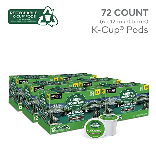 Image of Green Mountain Coffee Roasters Black Granite, Keurig Single Serve K-Cup Pods, Espresso Style Dark Roast, 72 Count