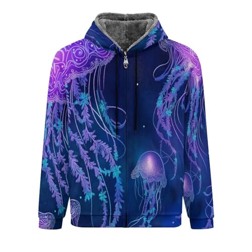 Sweat à capuche en polaire pour homme veste thermique à fermeture éclair méduse